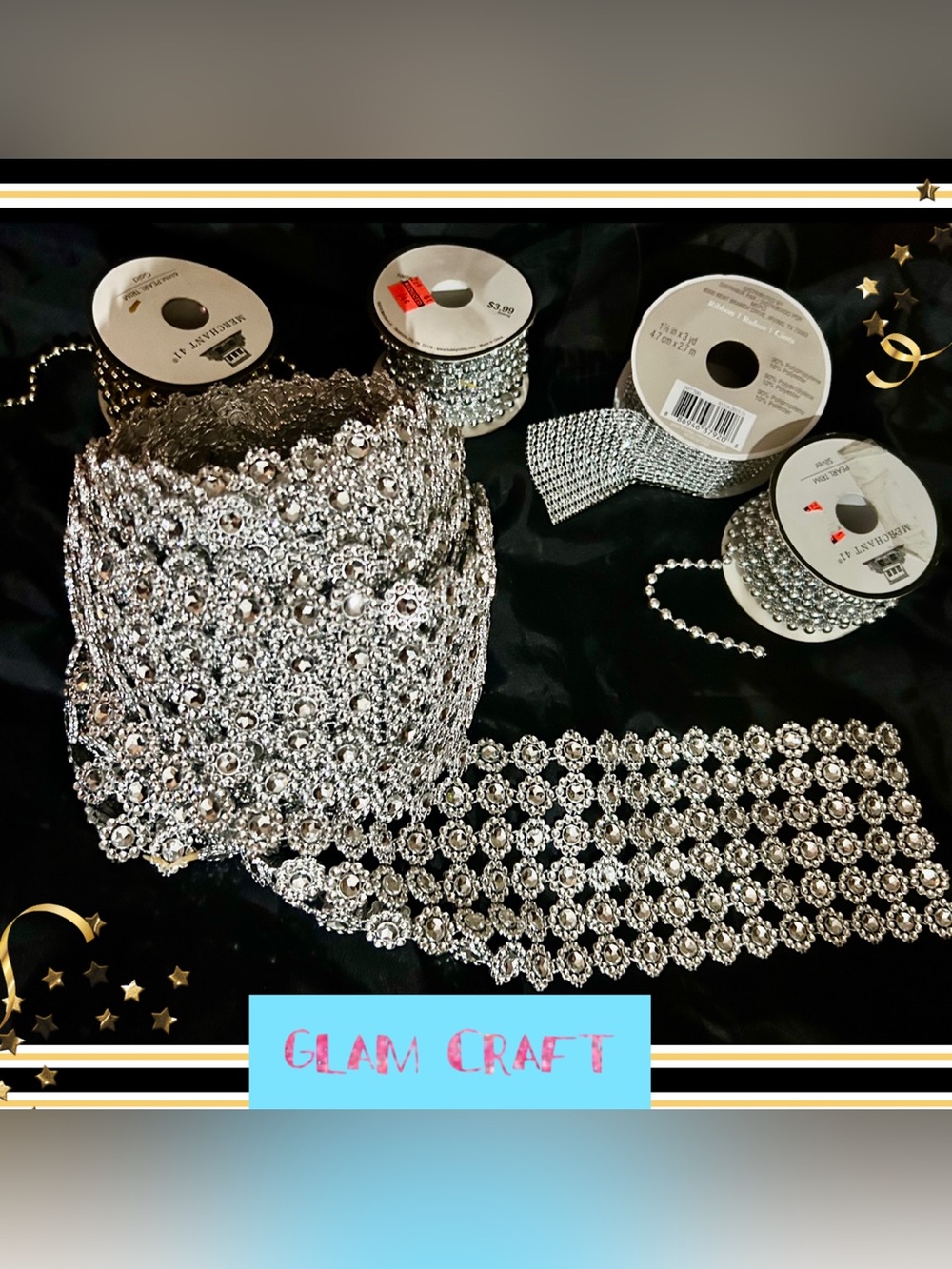 Silver Crystal Mesh Ribbon - Decorative Women’s Accessory